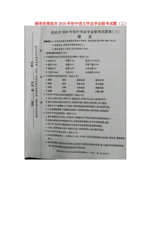 初中语文毕业学业联考试题(三)(扫描版) 试题