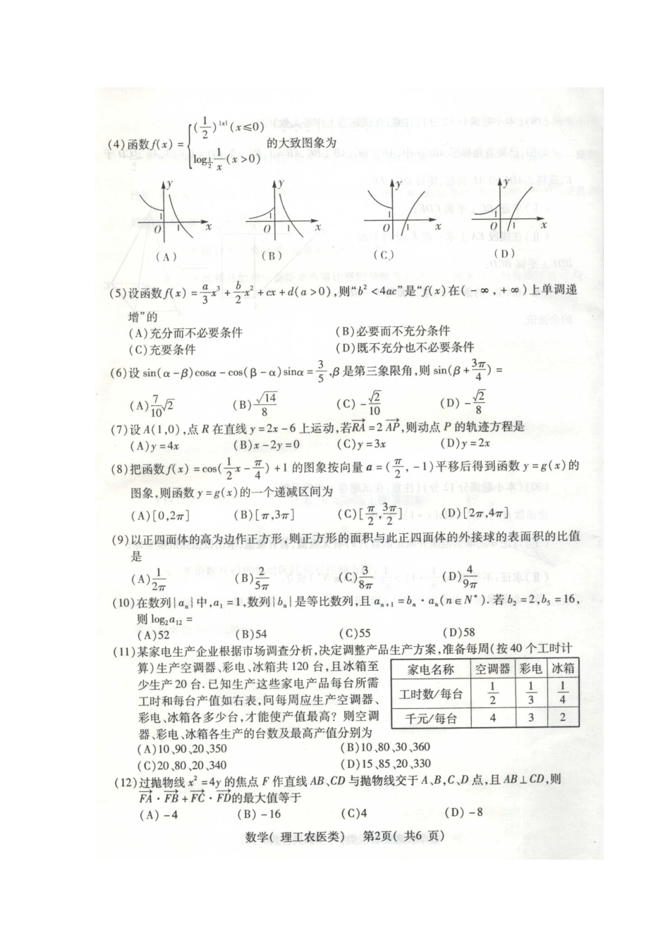 四川省宜宾市高考数学第三次适应性考试 理 (宜宾三诊，扫描版)试卷_第2页