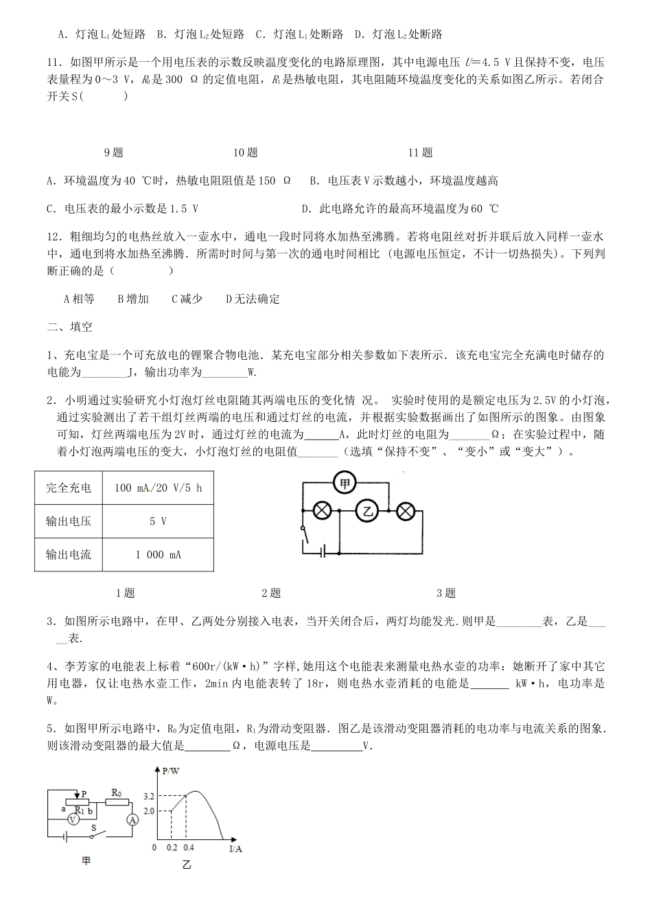 中考物理专题复习 电学部分 新人教版试卷_第2页