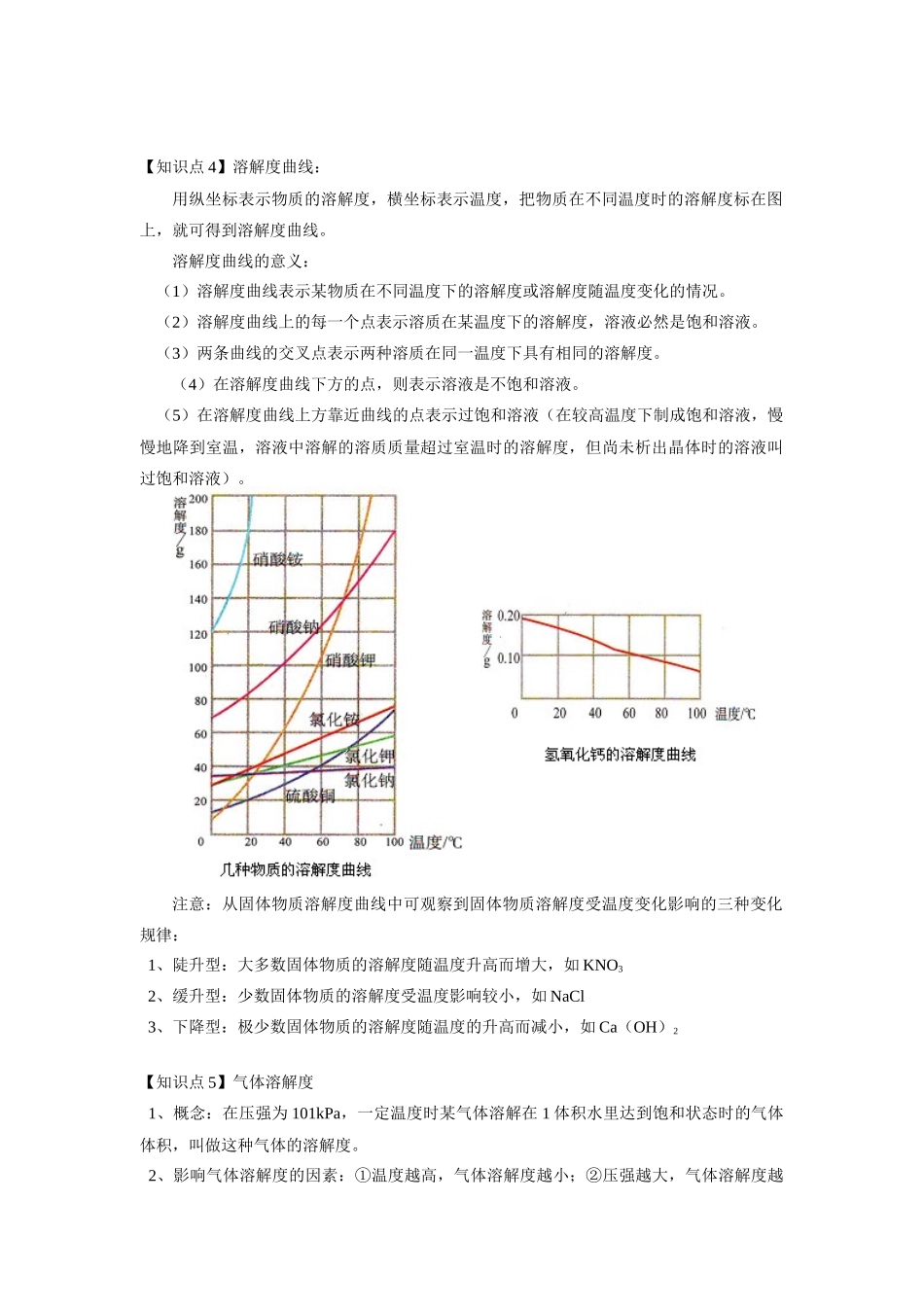 初二化学溶液(溶解度、溶质的质量分数)鄂教版知识精讲 试题_第2页