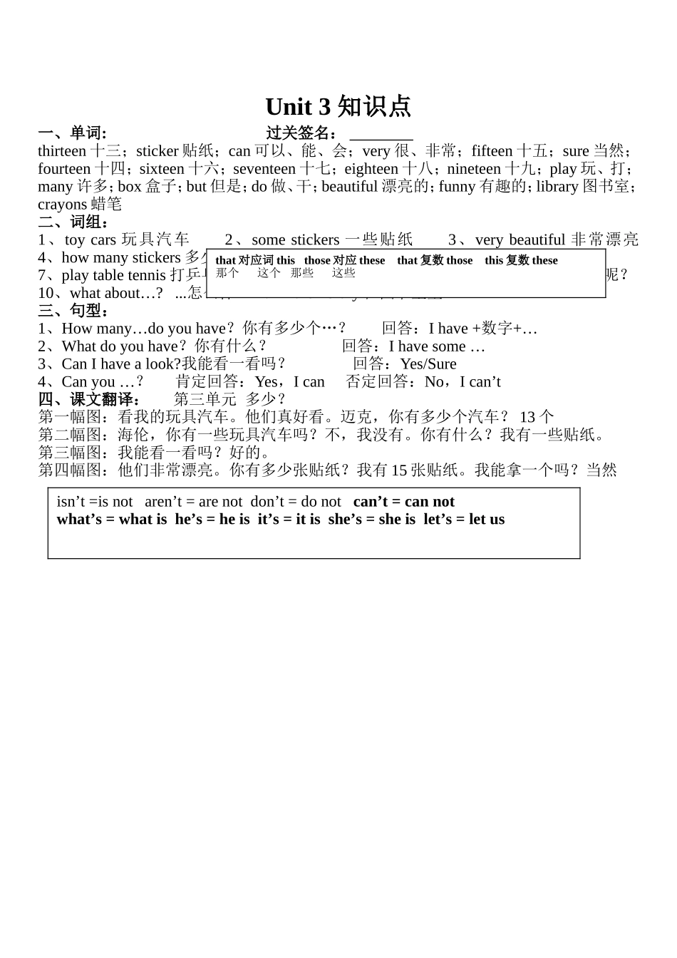 4上Unit3知识点_第1页