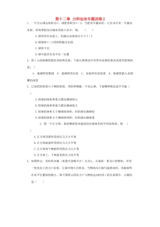 九年级物理 第十二章力和运动专题训练2 人教新课标版试卷
