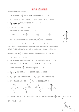 九年级数学上册 第六章 反比例函数期末复习(新版)北师大版试卷
