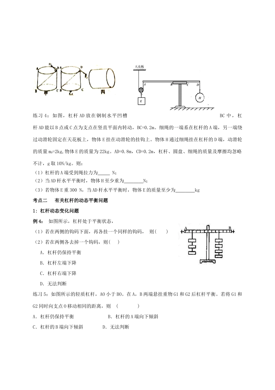 中考科学 杠杆专题提高训练试卷_第2页