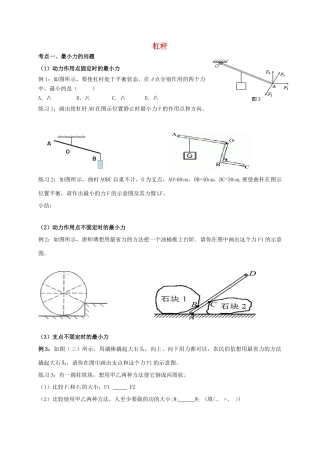中考科学 杠杆专题提高训练试卷
