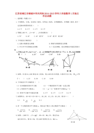 共同体八年级数学1月独立作业试题(无答案) 试题