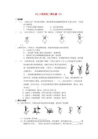 九年级化学(23 奇妙的二氧化碳)限时作业(3) 沪教版试卷