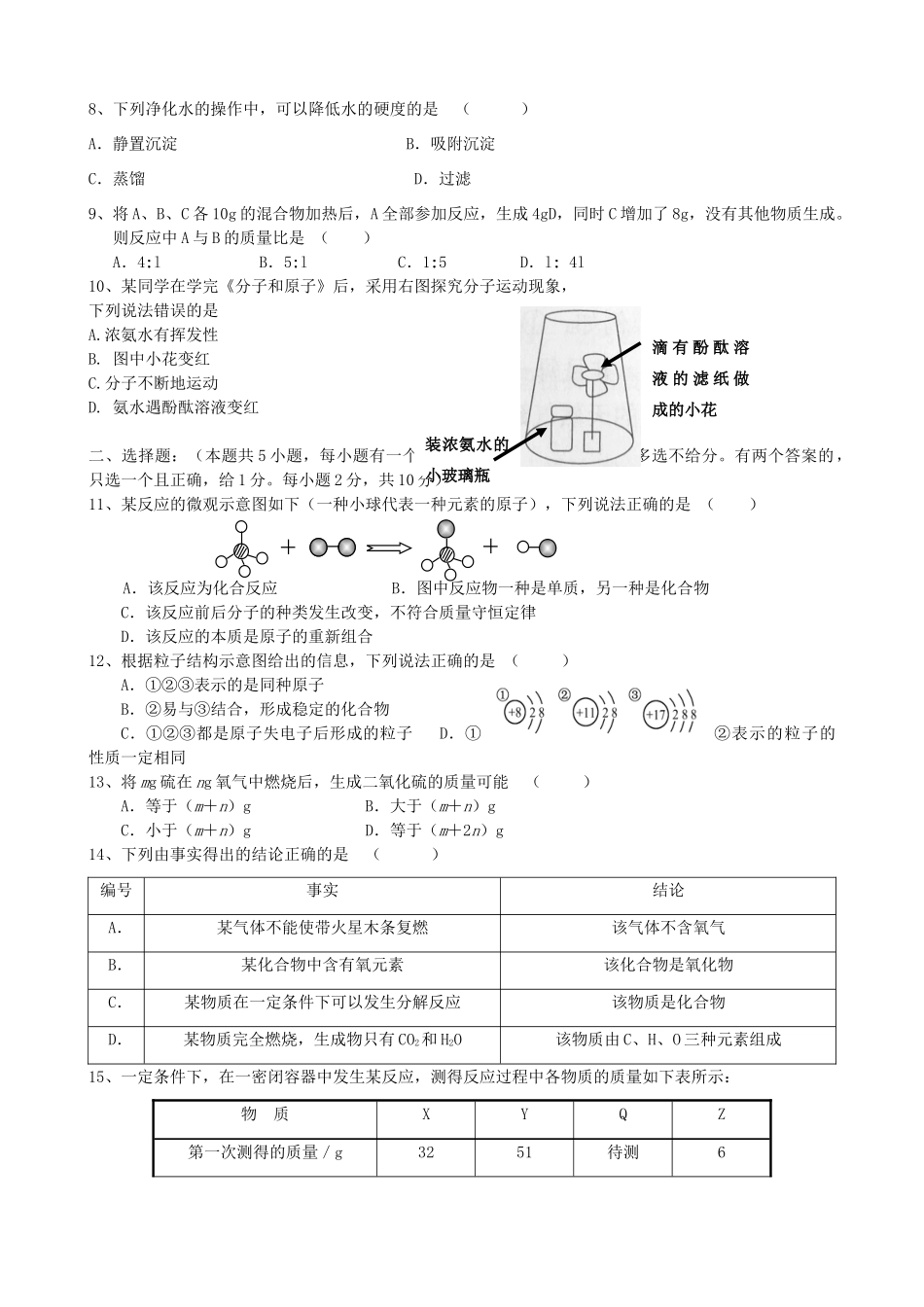 九年级化学双休日检测题 新人教版试卷_第2页