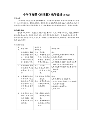 小学体育课前滚翻教学设计(水平二)