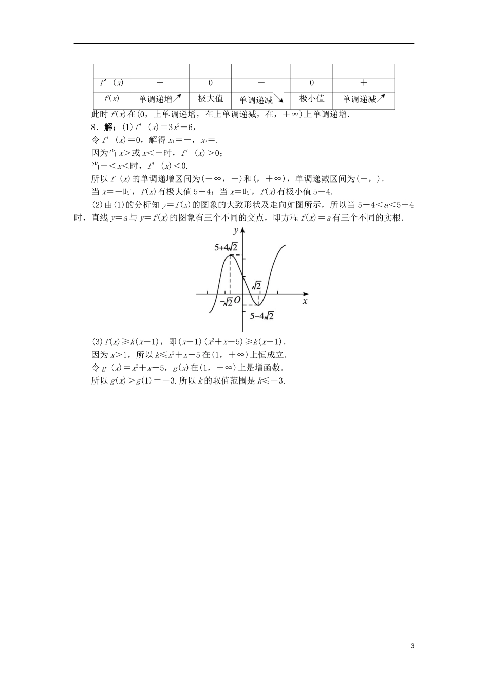 高中数学 第三章 导数及其应用 3.3 导数在研究函数的应用 3.3.2 函数的极大值和极小值同步练习 湘教版选修1-1-湘教版高二选修1-1数学试题_第3页