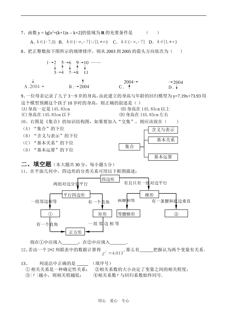 高二数学（文科）期末综合练习3_第2页