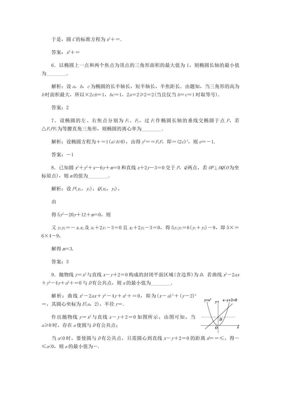 （江苏专版）高考数学一轮复习 第八章 平面解析几何章末强化训练 文-人教版高三全册数学试题_第2页