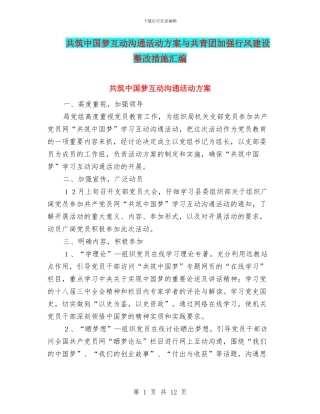 共筑中国梦互动交流活动方案与共青团加强行风建设整改措施汇编