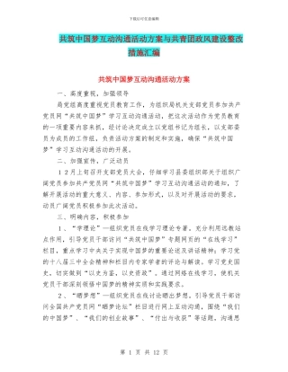 共筑中国梦互动交流活动方案与共青团政风建设整改措施汇编