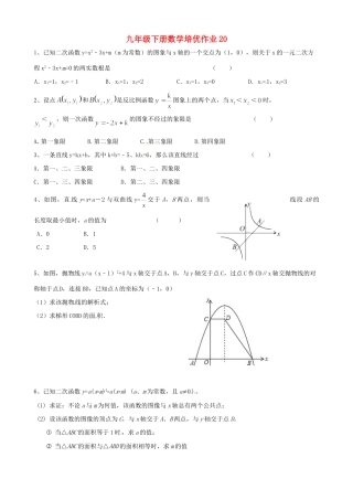 九年级数学下学期培优作业答案) 苏科版试卷