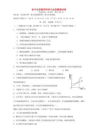初中化学教师学科专业质量测试卷 新课标 人教版 试题