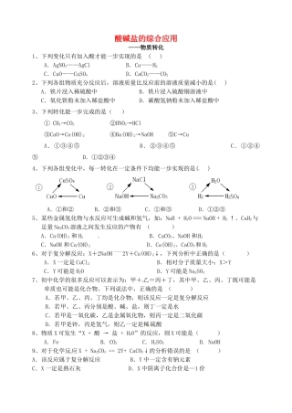九年级化学下册 酸碱盐的综合应用专项(新版)粤教版试卷