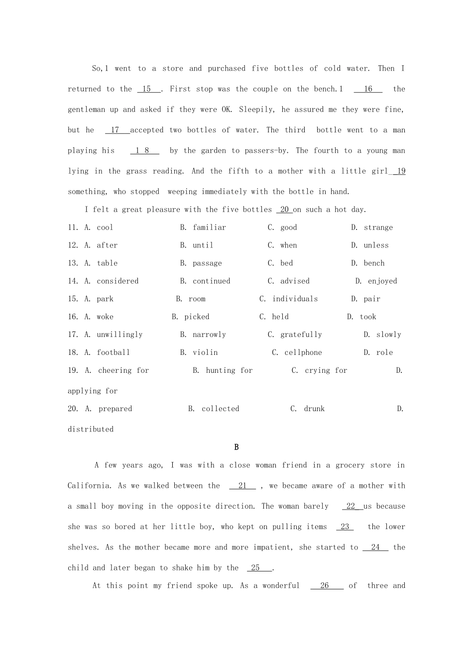 山东省临沂市高三英语5月模拟考试(临沂二模,无答案)试卷_第3页