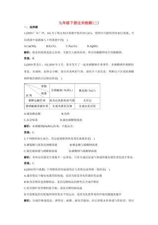 九年级下册过关检测(二)(附教师版解析)试卷