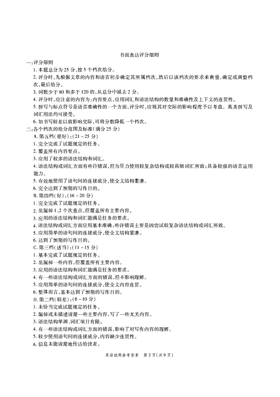 安徽省安庆市高三英语上学期第二次联考试卷答案(PDF版) 安徽省安庆市高三英语上学期第二次联考试卷安徽省安庆市高三英语上学期第二次联考试卷(扫描版)_第2页