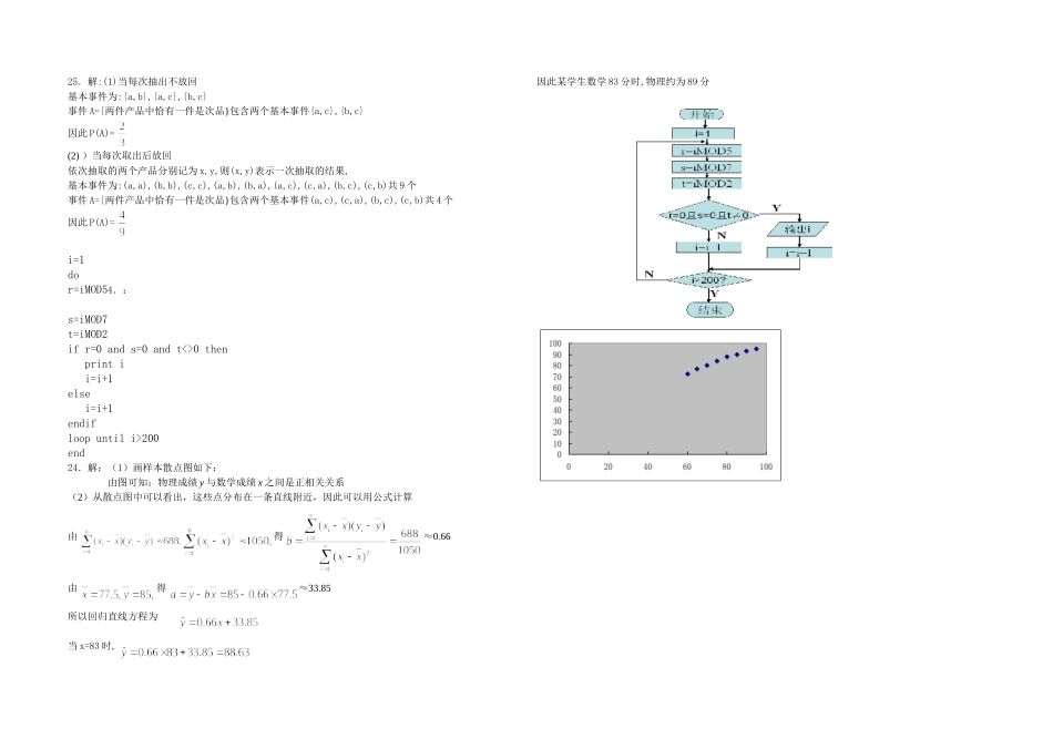 高二数学第一次月考试卷新人教版必修3_第3页