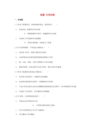 中考物理总复习 能量专项训练试卷