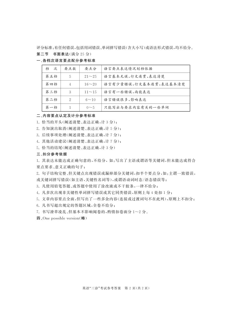 四川省成都市高三英语第三次诊断性检测试卷答案 四川省成都市届高三英语第三次诊断性检测试卷(含听力) 四川省成都市届高三英语第三次诊断性检测试卷(含听力)_第2页