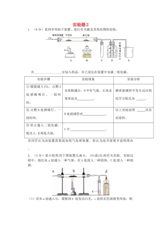九年级化学全册 实验探究题2(新版)沪教版试卷
