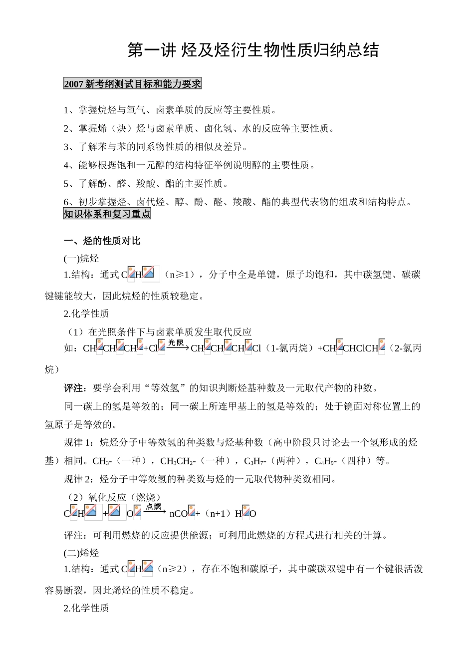第一讲 烃及烃的衍生物性质归纳总结_第1页