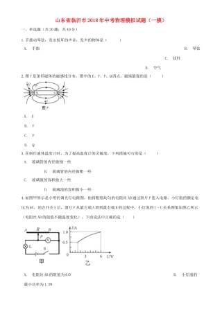 中考物理模拟试卷(一模)试卷