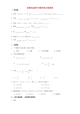 实数的运算中考数学复习检测卷 华东师大版试卷