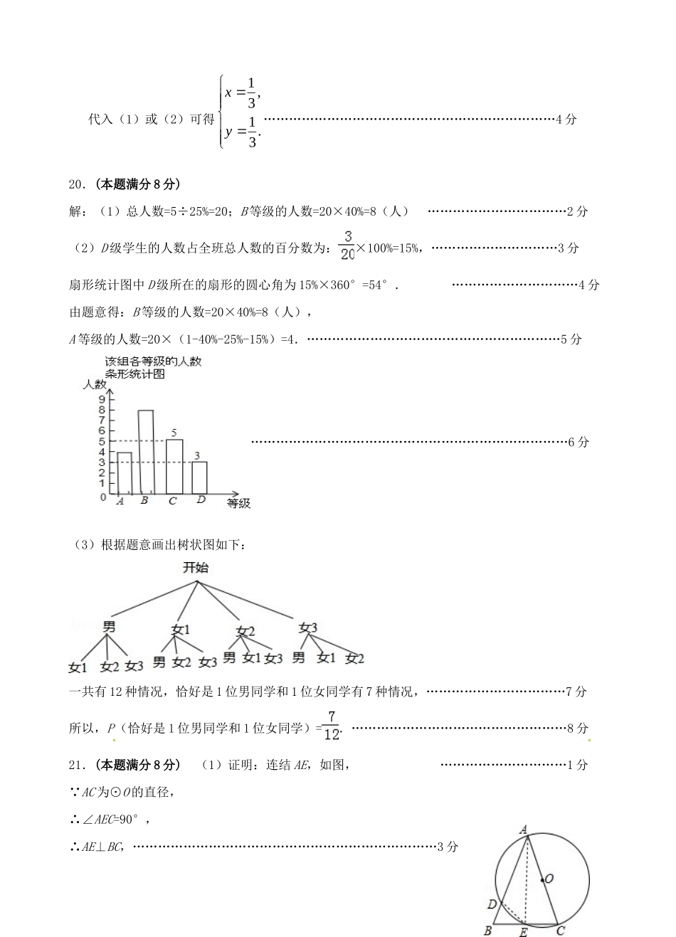 初中数学毕业班下学期学业模拟试题答案 1010122_第2页
