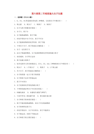九年级化学上册 第六章 第二节 难度偏大尖子生题 北京课改版试卷