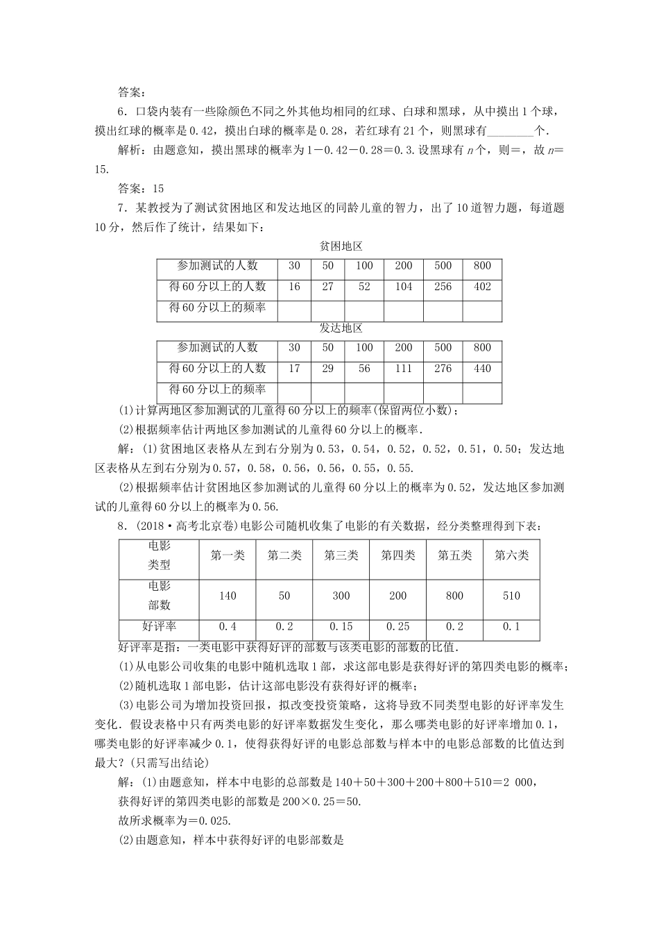 高考数学大一轮复习 第十章 概率 1 第1讲 随机事件的概率新题培优练 文（含解析）新人教A版-新人教A版高三全册数学试题_第2页