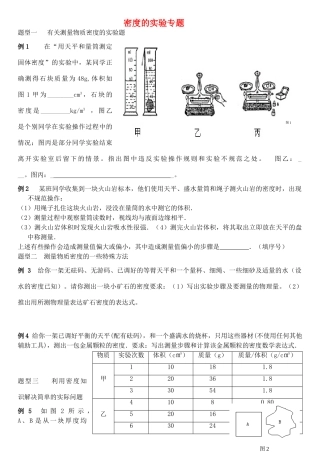 九年级物理 密度测量同步辅导 人教新课标版试卷