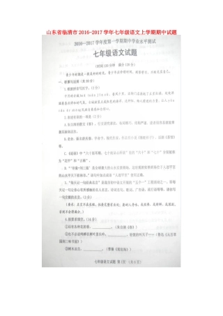 山东省临清市七年级语文上学期期中试卷新人教版