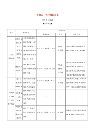 （浙江版）高考政治一轮复习 专题八 当代国际社会精练（含解析）-浙江版高三全册政治试题