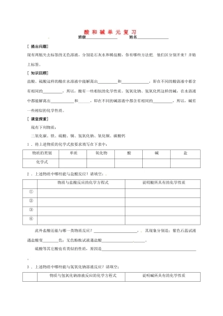 九年级化学下册 第十单元 酸和碱复习(新版)新人教版试卷