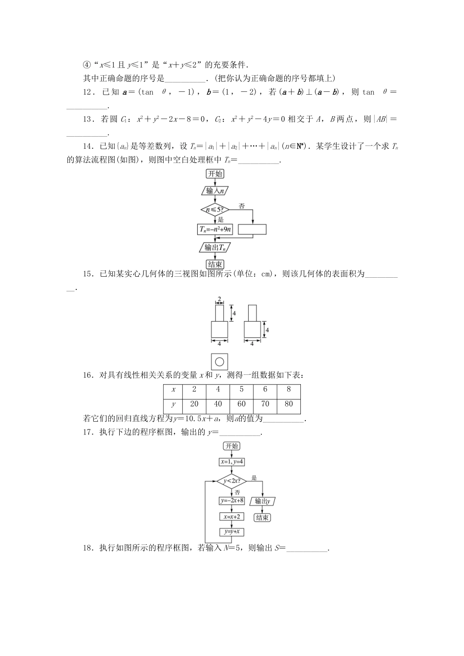 安徽省高考数学第二轮复习 专题升级训练空题专项训练(二) 文试卷_第2页