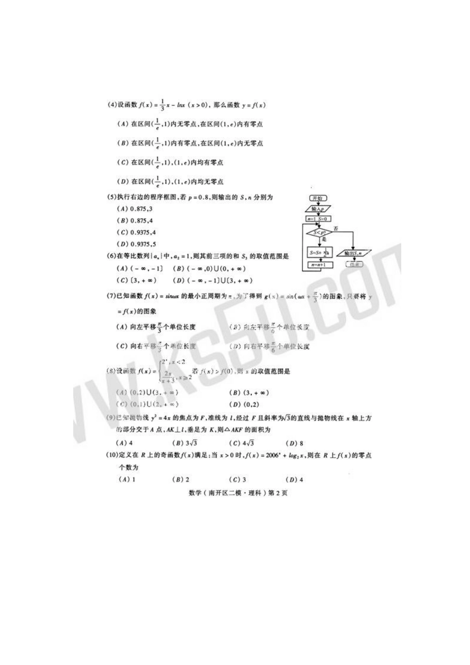 天津市南开区高三数学第二次高考模拟考试 理 新人教版试卷_第2页