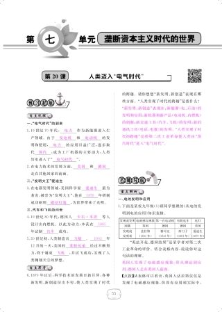 九年级历史上册 第第二次工业革命课时作业(pdf) 新人教版试卷