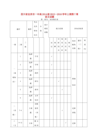 四川省宜宾市一中_高二语文上学期第7周试卷