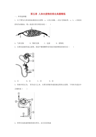 中考生物总复习 第四单元 第五章 人体内废物的排出典题精炼试卷