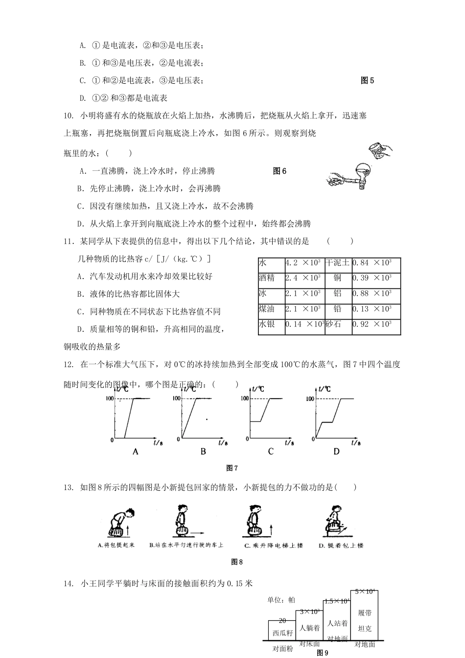 中考物理能力检测选择题训练 新课标 人教版试卷_第2页