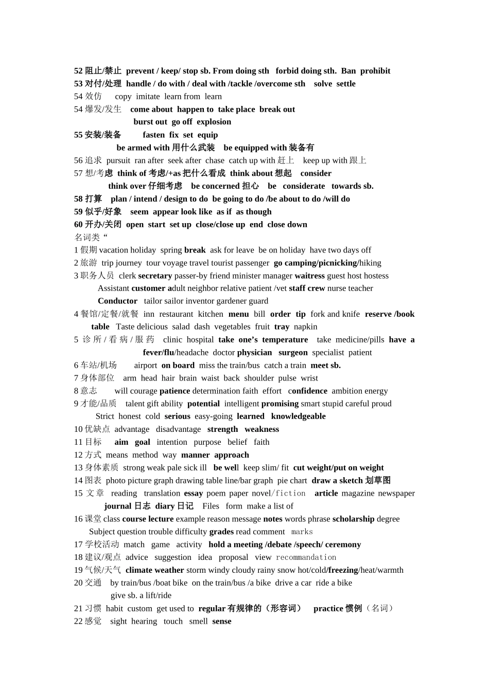 历年高考完形填空常用词汇总结_第3页