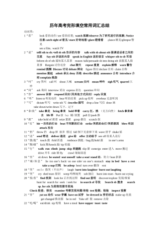 历年高考完形填空常用词汇总结