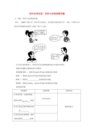 初中化学反思、评价与交流类探究题 试题