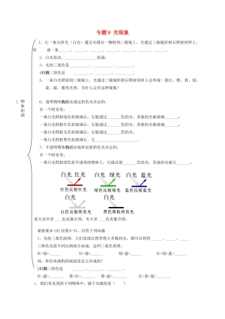 北京市中考物理总复习 专题9 光现象知识点4(无答案) 试题