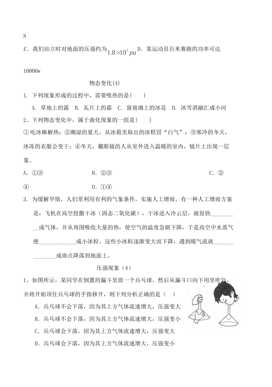 中考物理专题分类精训 现象试卷_第2页