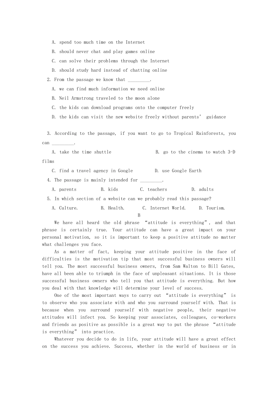 山西省太原市清徐县 高二英语3月月考试卷试卷_第2页